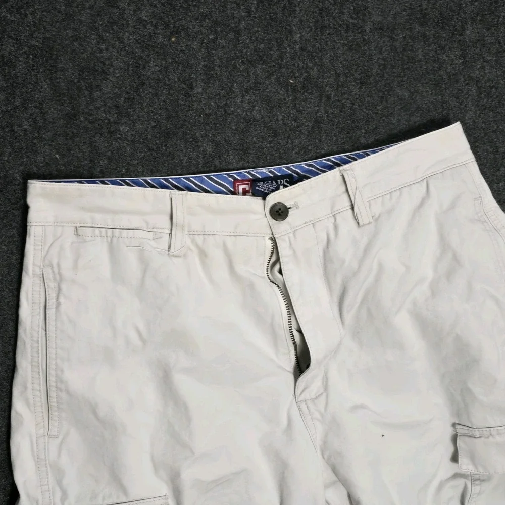 Men's CHAPS Casual Flat Front 100% Cotton Shorts Hampton Khaki Size 32